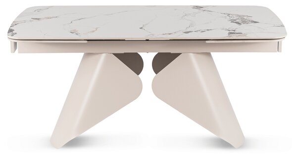 Stół Rozkładany Prostokątny VERONA 160-240 cm Ceramiczny Biały Marmur/Kaszmir Nowoczesny