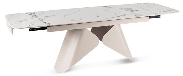 Stół Rozkładany Prostokątny VERONA 160-240 cm Ceramiczny Biały Marmur/Kaszmir Nowoczesny