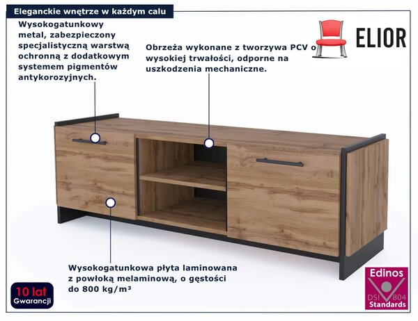 Nowoczesna szafka RTV dąb wotan + czarny F7-G12