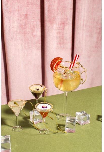 Szklane ozdoby świąteczne zestaw 3 szt. 15,5 cm Martini Cocktail – Sass & Belle