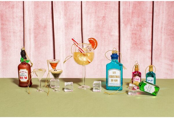 Szklane ozdoby świąteczne zestaw 3 szt. 15,5 cm Martini Cocktail – Sass & Belle