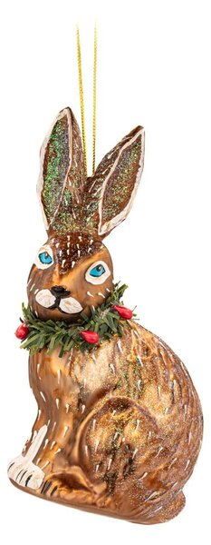 Szklana ozdoba świąteczna wykonana ręcznie 5 cm Festive Hare – Sass & Belle