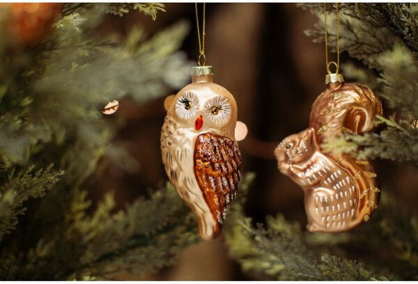 Szklana ozdoba świąteczna wykonana ręcznie 4,5 cm Woodland Squirrel – Sass & Belle