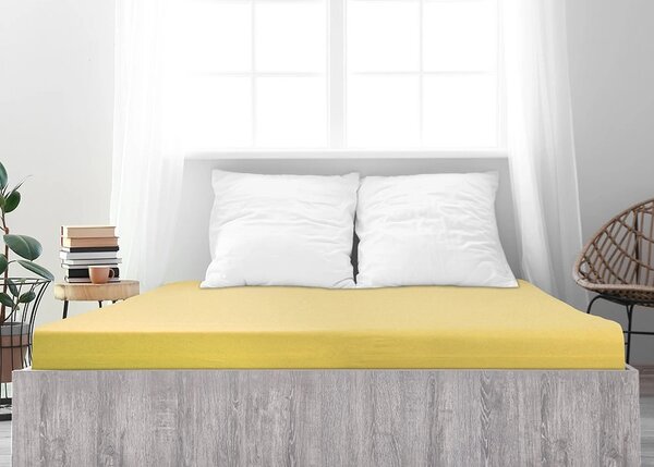 Prześcieradło jersey ALVORA 90x200 cm jasnożółte