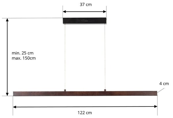 Lampa wisząca Nihalo Lucande, możliwość ściemniania, ciemne drewno, salon / jadalnia, drewno, dworkowy / rustykalny