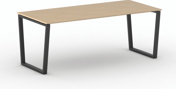 Biurko PRIMO IMPRESS, 200x90 cm, czarna podstawa, buk