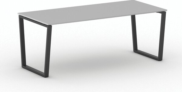 Biurko PRIMO IMPRESS, 200x90 cm, czarna podstawa, szary