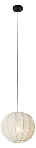 Lampa wisząca w stylu japandi, jedwab biały, 30 cm - Plu