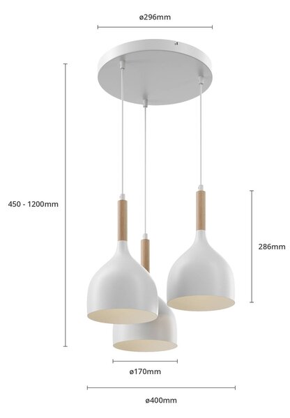 Lampa wisząca Noak Luminex, możliwość ściemniania, biały / opal, salon / jadalnia, metal, nowoczesny