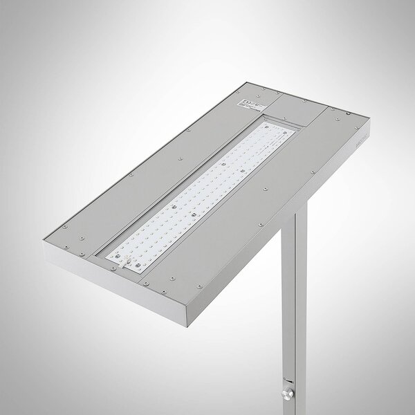 Lampa stojąca Logan Pro Arcchio, możliwość ściemniania, aluminiowy / szary / cynkowy, biuro, aluminium, nowoczesny