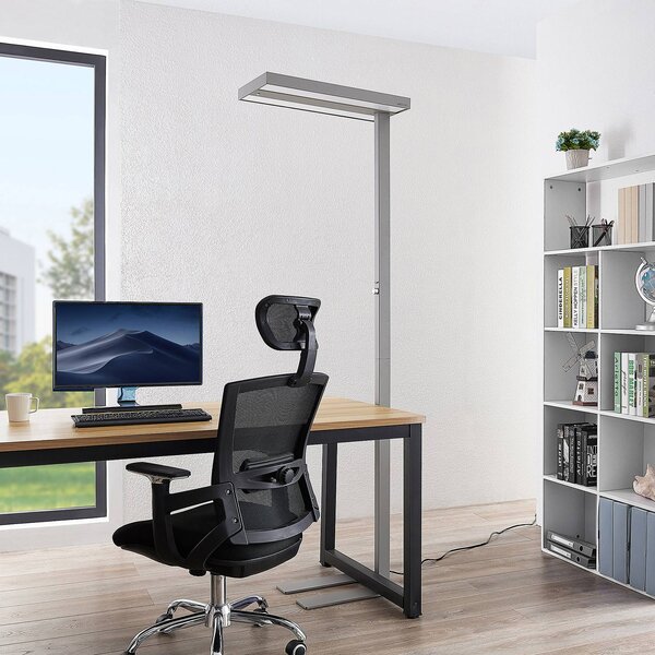 Lampa stojąca Logan Pro Arcchio, możliwość ściemniania, aluminiowy / szary / cynkowy, biuro, aluminium, nowoczesny