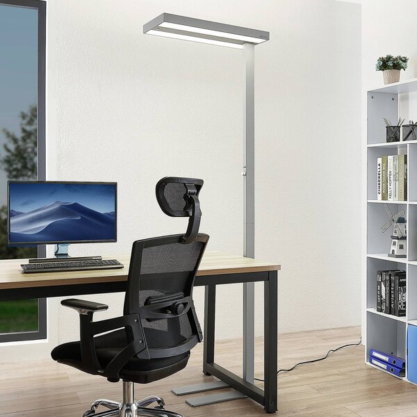 Lampa stojąca Logan Pro Arcchio, możliwość ściemniania, aluminiowy / szary / cynkowy, biuro, aluminium, nowoczesny