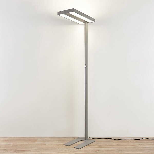 Lampa stojąca Logan Pro Arcchio, możliwość ściemniania, aluminiowy / szary / cynkowy, biuro, aluminium, nowoczesny