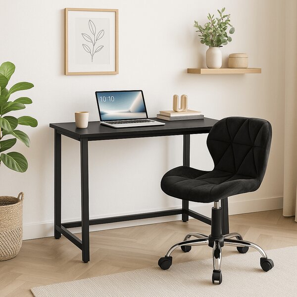 Zestaw do biura – składany stół ZARIMO 80×40 cm czarny + krzesło biurowe AVOLA VELVET czarne