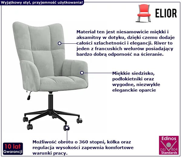 Fotel do biurka glamour jasnoszary N5-M75