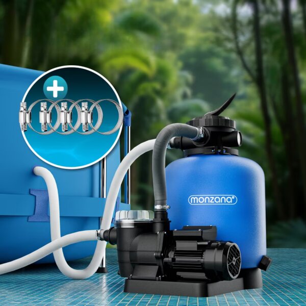 Filtracja piaskowa do basenu AQUA z filtrem wstępnym 13 200 l/h, niebieska Monzana