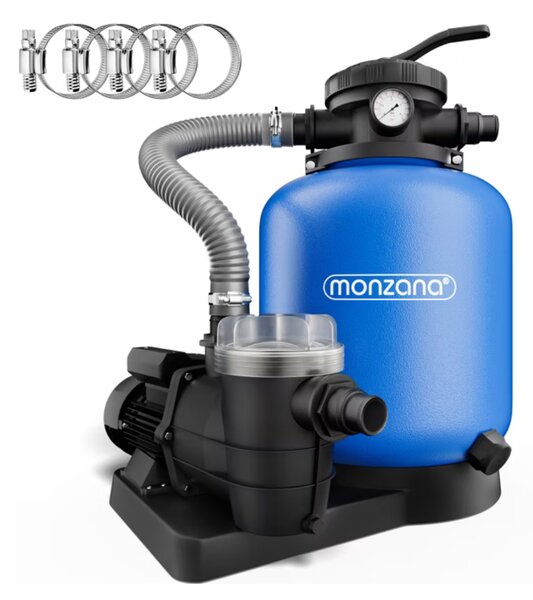 Filtracja piaskowa do basenu AQUA z filtrem wstępnym 13 200 l/h, niebieska Monzana