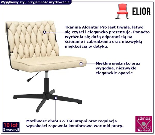 Fotel do biurka glamour kremowy B5-E37