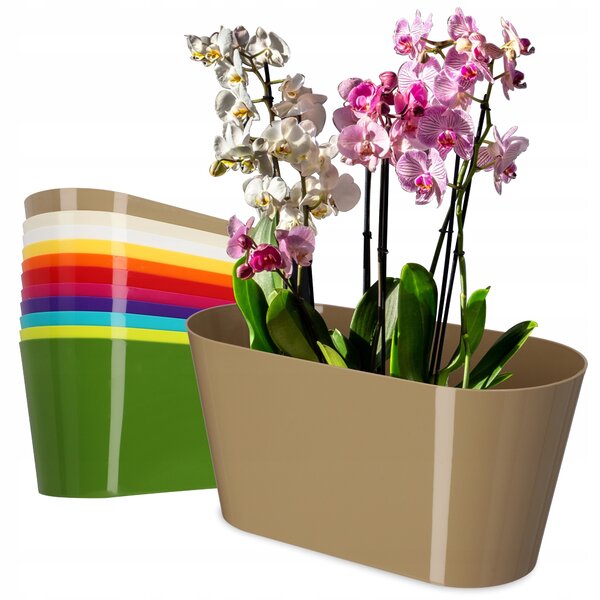 Doniczka na kwiaty owalna Pareti 27 cm, beżowa
