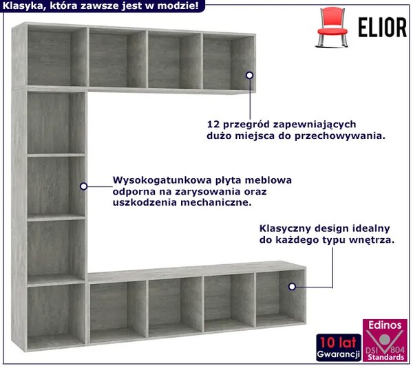 Modułowy potrójny regał wiszący beton B1-K96