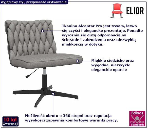 Fotel do biurka glamour jasnoszary S3-E39