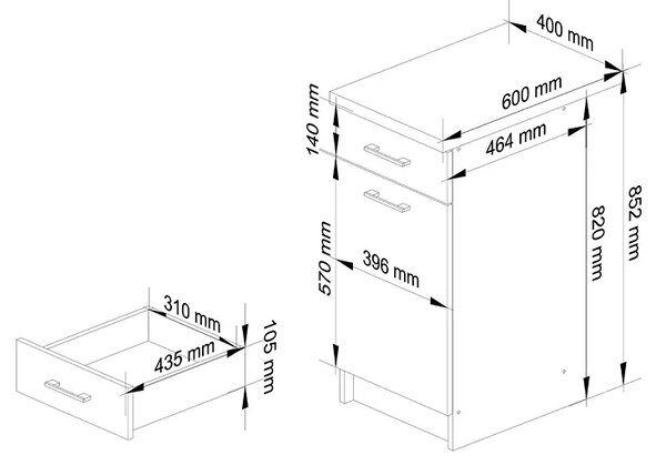 Szara minimalistyczna dolna szafka kuchenna E9-F96
