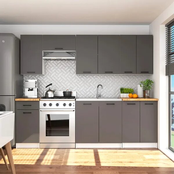 Szara minimalistyczna dolna szafka kuchenna E9-F96