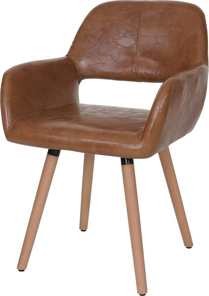 Krzesło do jadalni HWC-A50 II, krzesło kuchenne, design retro 50s ~ imitacja skóry , imitacja zamszu, jasne nogi