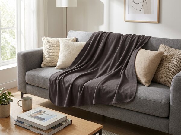 Koc fleece FLEORA, czekoladowy Rozmiar: 180 x 200 cm