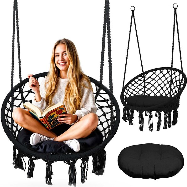 Fotel ogrodowy wiszący huśtawka BOHO czarny