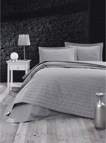 Szara pikowana narzuta na łóżko dwuosobowe 220x240 cm Monart – Mijolnir
