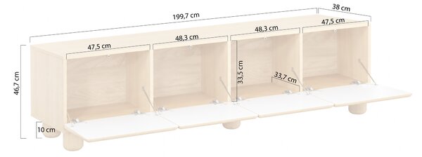 Szafka RTV Arlo 200 cm czterodrzwiowa - dąb vicenza