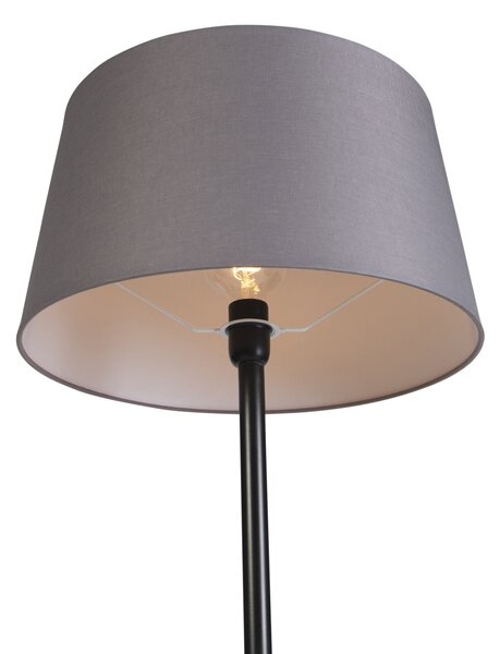 Lampa stojąca czarna z abażurem z lnu w kolorze ciemnoszarym 45 cm - Simplo