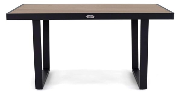 MebleMWM Zestaw mebli ogrodowych z aluminium PROVENCE | Czarny + imitacja drewna | Beżowe poduszki OUTLET