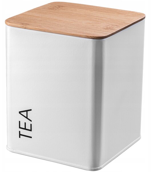 Pojemnik metalowy Tosse z pokrywą na herbatę 14 x 11 cm, biały