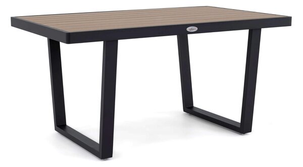 MebleMWM Zestaw mebli ogrodowych z aluminium PROVENCE | Czarny + imitacja drewna | Beżowe poduszki OUTLET