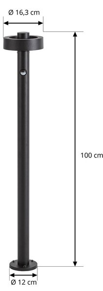 Słupek oświetleniowy LED Lucande Nirella, 100 cm, czarna, CCT, czujnik Nirella, czarny, metal, nowoczesny