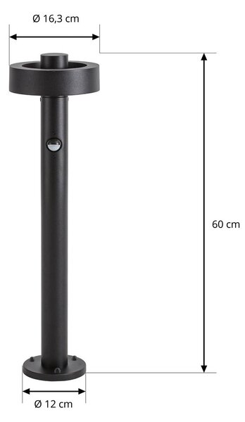 Słupek oświetleniowy LED Lucande Nirella, 60 cm, czarna, CCT, czujnik Nirella, czarny, metal, nowoczesny