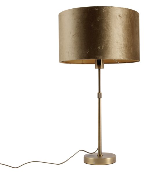 Lampa stołowa brązowa z aksamitnym abażurem brązowym 35 cm - Parte