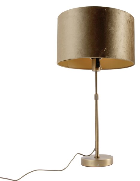 Lampa stołowa brązowa z aksamitnym abażurem brązowym 35 cm - Parte