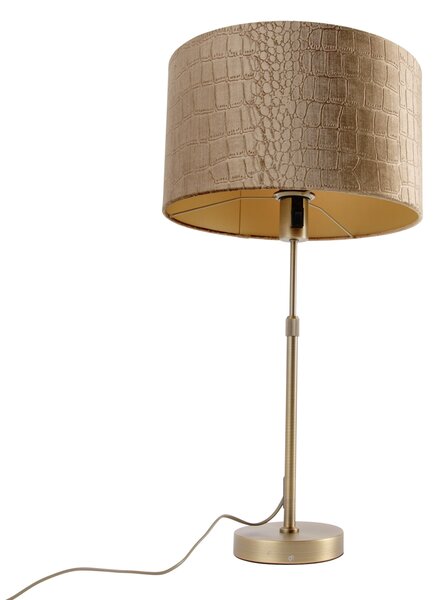 Lampa stołowa brązowa z aksamitnym abażurem Crocodile 35 cm - Parte