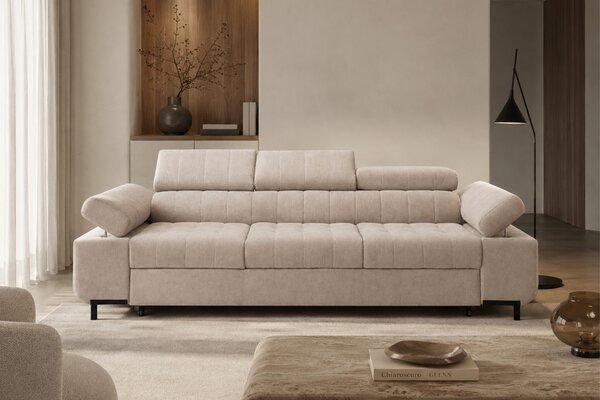 Sofa trzyosobowa Tyrion z funkcją spania - beżowy szenil Vibe 08