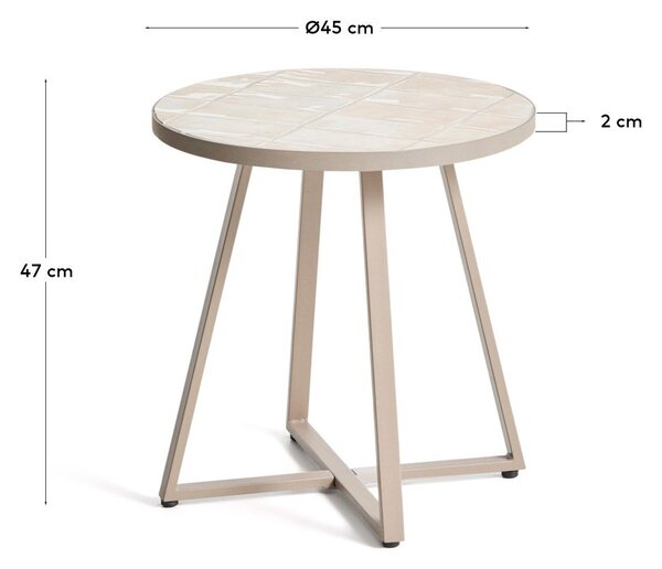 Okrągły stolik ogrodowy z ceramicznym blatem ø 45 cm Tella – Kave Home
