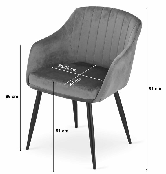 EMWOmeble Krzesła z podłokietnikami DAXO 3709 niebieski welur / 2 sztuki