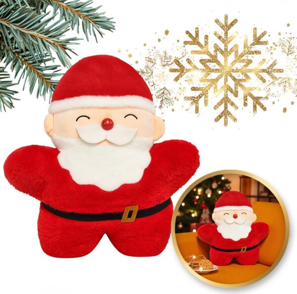 Aksamitna poduszka dekoracyjna SANTA CLAUS, czerwona