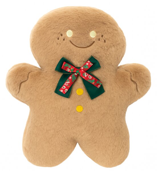 Aksamitna poduszka dekoracyjna w kształcie piernika GINGERBREAD, beżowa