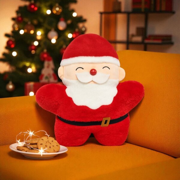 Aksamitna poduszka dekoracyjna SANTA CLAUS, czerwona