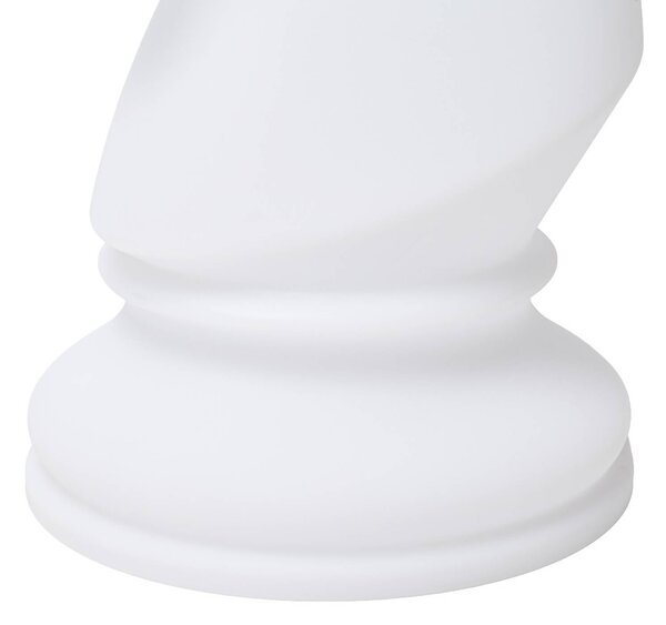 Lampa stojąca LED Lucande Gambi, figura szachowa – skoczek, CCT IP44 Gambi Lucande, możliwość ściemniania, biały / opal, tworzywo sztuczne, design