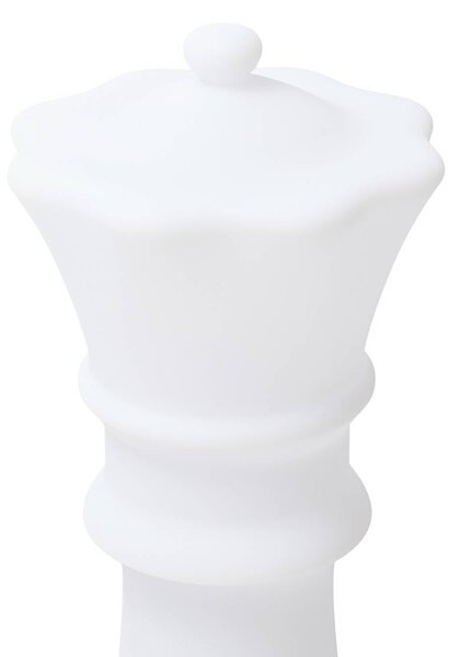 Lampa stojąca LED Lucande Gambi, figura szachowa „Władczyni”, CCT, IP44 Gambi Lucande, możliwość ściemniania, biały / opal, tworzywo sztuczne, design