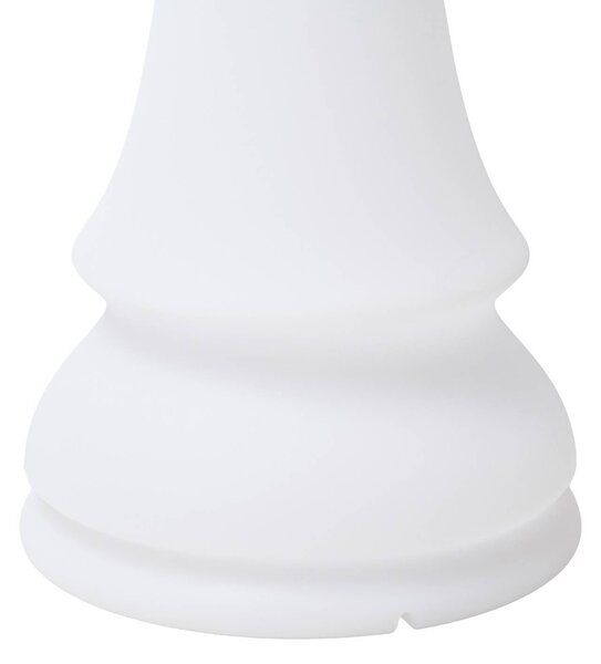 Lampa stojąca LED Lucande Gambi, figura szachowa „Władczyni”, CCT, IP44 Gambi Lucande, możliwość ściemniania, biały / opal, tworzywo sztuczne, design